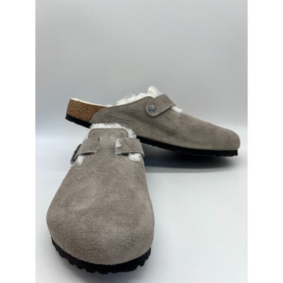 Birkenstock Boston Shearling Stone Coin Suede Leather Men's Size 12 New - Picture 16 of 16